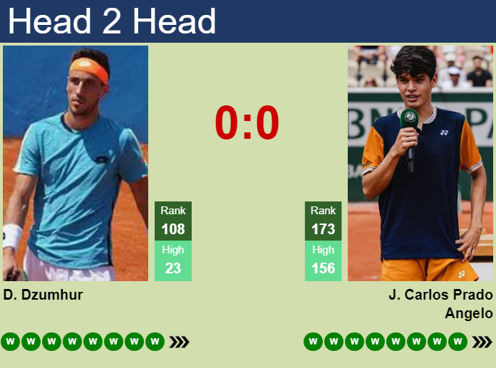 H2H, prediction of Damir Dzumhur vs Juan Carlos Prado Angelo in Umag with odds, preview, pick | 15th July 2026 Prediction and head to head Damir Dzumhur vs. Juan Carlos Prado Angelo