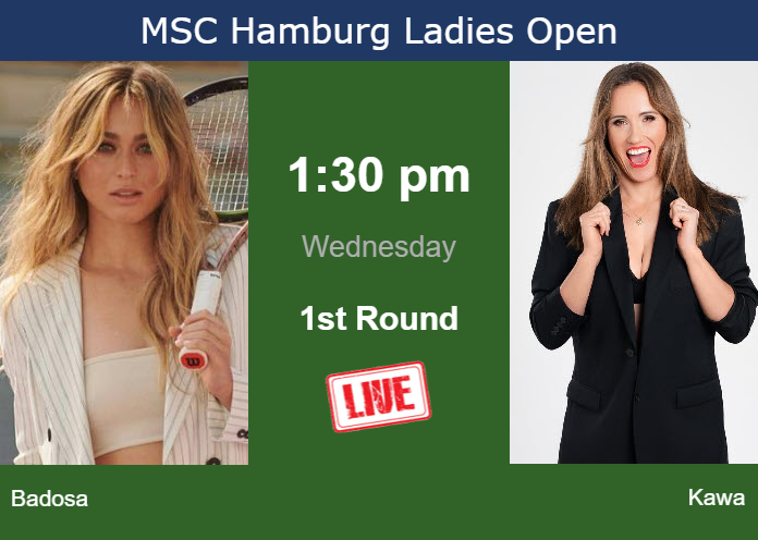 How to watch Badosa vs. Kawa on live streaming in Hamburg on Wednesday Tuesday Live Streaming Paula Badosa vs Katarzyna Kawa
