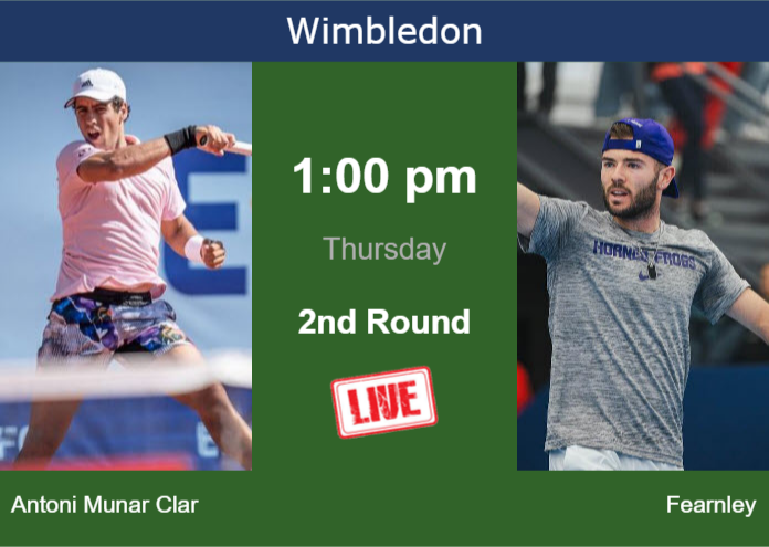 How to watch Antoni Munar Clar vs. Fearnley on live streaming in Wimbledon on Thursday Wednesday Live Streaming Jaume Antoni Munar Clar vs Jacob Fearnley