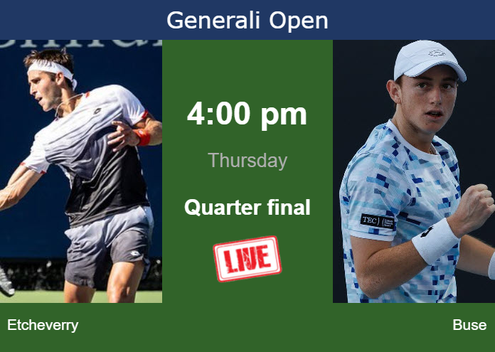 How to watch Etcheverry vs. Buse on live streaming in Kitzbuhel on Thursday Wednesday Live Streaming Tomas Martin Etcheverry vs Ignacio Buse