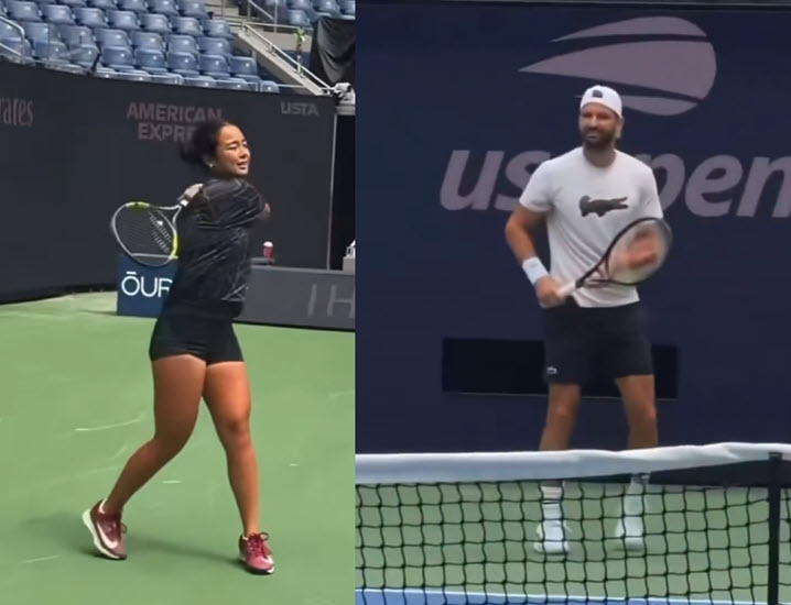 Eala Trains With Dimitrov At Us Open Practice