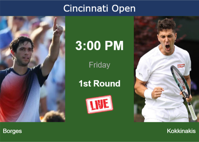 How to watch Borges vs. Kokkinakis on live streaming in Cincinnati on Friday Friday Live Streaming Nuno Borges vs Thanasi Kokkinakis