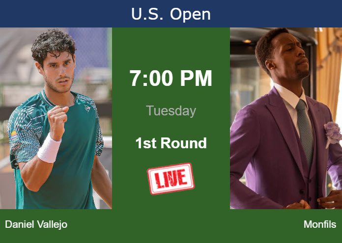 How to watch Daniel Vallejo vs. Monfils on live streaming at the U.S. Open on Tuesday Monday Live Streaming Adolfo Daniel Vallejo vs Gael Monfils