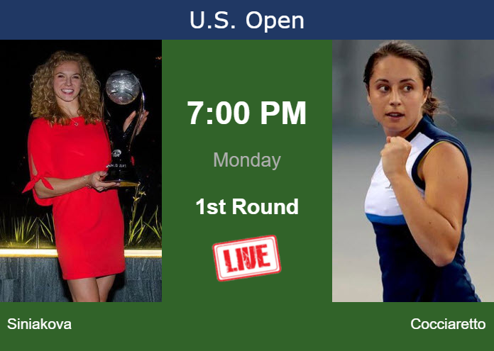 How to watch Siniakova vs. Cocciaretto on live streaming at the U.S. Open on Monday Monday Live Streaming Katerina Siniakova vs Elisabetta Cocciaretto