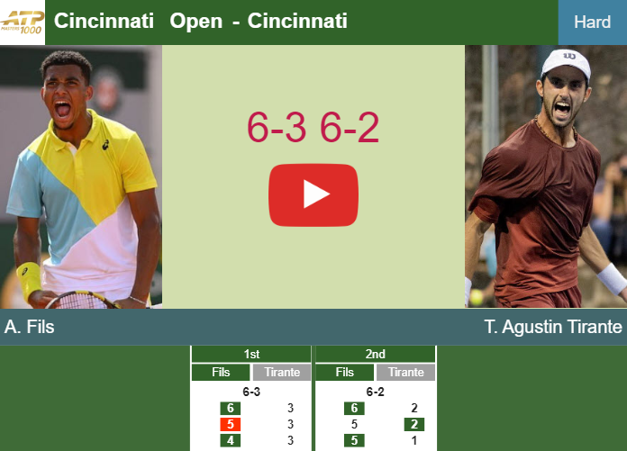 Unforgiving Arthur Fils powers past Agustin Tirante in the quarter to battle vs Cobolli at the Cincinnati Open. HIGHLIGHTS – CINCINNATI RESULTS Prediction-and-head-to-head-Arthur-Fils-vs-Thiago-Agustin-Tirante