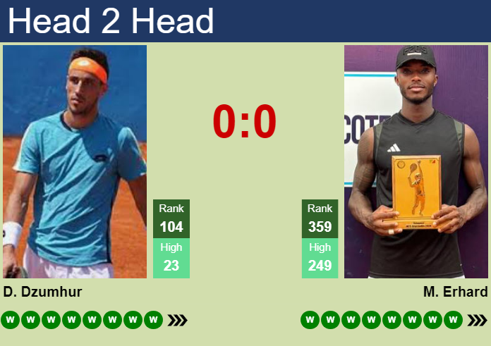 Prediction and head to head Damir Dzumhur vs. Mathys Erhard