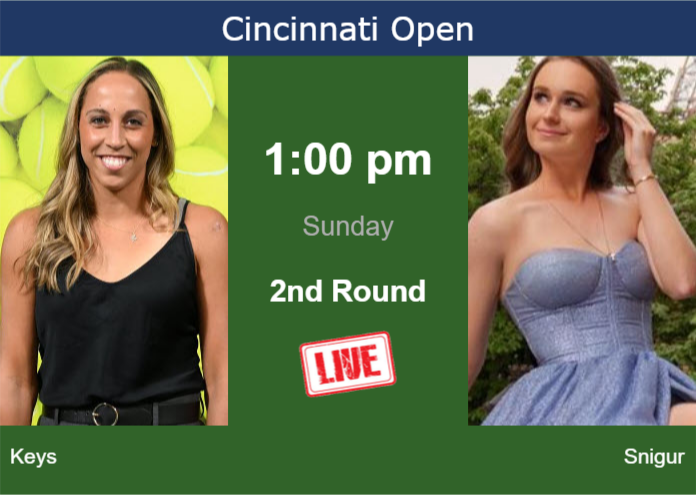 How to watch Keys vs. Snigur on live streaming in Cincinnati on Sunday Saturday Live Streaming Madison Keys vs Daria Snigur