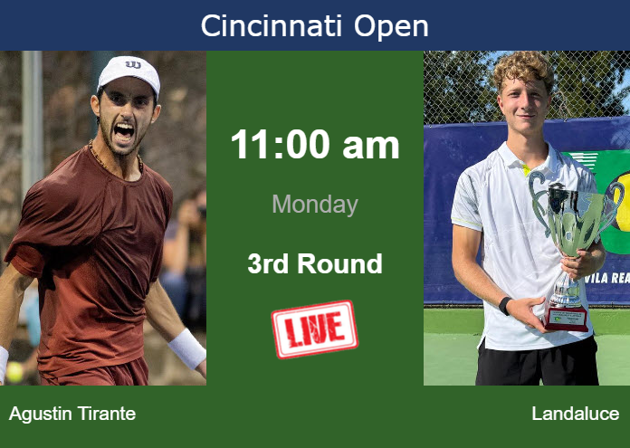 How to watch Agustin Tirante vs. Landaluce on live streaming in Cincinnati on Monday Sunday Live Streaming Thiago Agustin Tirante vs Martin Landaluce