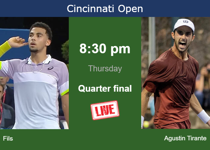 How to watch Fils vs. Agustin Tirante on live streaming in Cincinnati on Thursday Thursday Live Streaming Arthur Fils vs Thiago Agustin Tirante