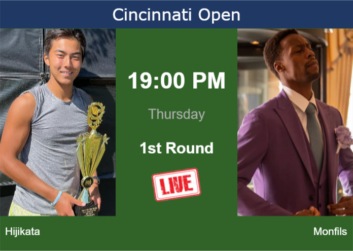 How to watch Hijikata vs. Monfils on live streaming in Cincinnati on Thursday Thursday Live Streaming Rinky Hijikata vs Gael Monfils
