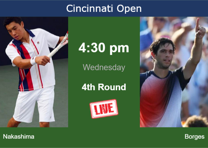 How to watch Nakashima vs. Borges on live streaming in Cincinnati on Wednesday Wednesday Live Streaming Brandon Nakashima vs Nuno Borges