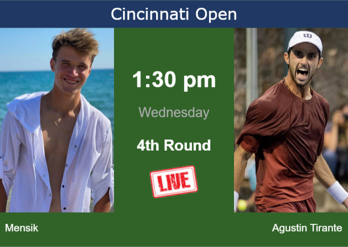How to watch Mensik vs. Agustin Tirante on live streaming in Cincinnati on Wednesday Wednesday Live Streaming Jakub Mensik vs Thiago Agustin Tirante