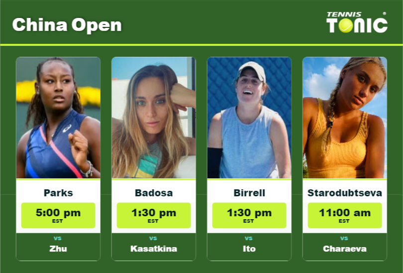 PREDICTION, PREVIEW, H2H: Parks, Badosa, Birrell and Starodubtseva to play on Thursday – China Open Alycia Parks-Paula Badosa-Kimberly Birrell-Yuliia Starodubtseva Stats info