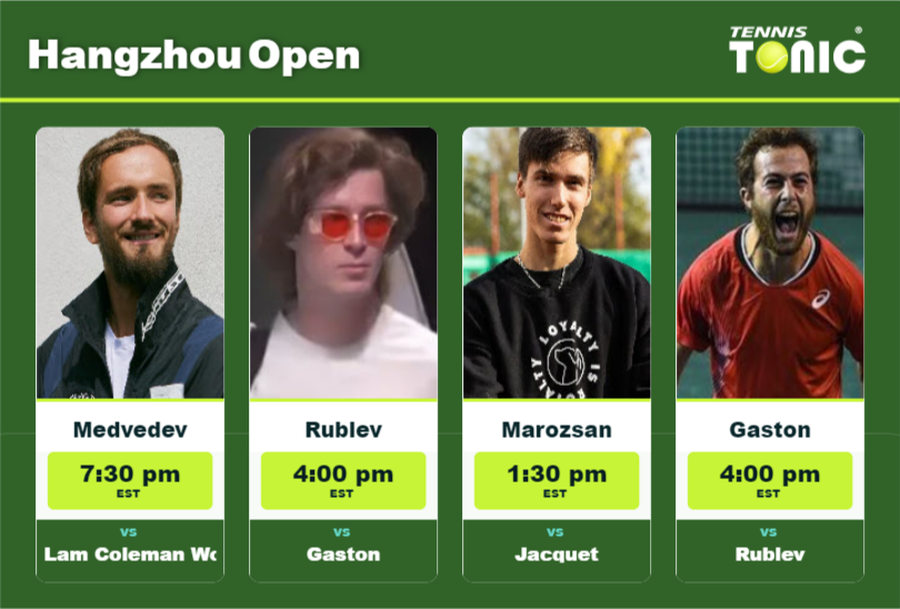 PREDICTION, PREVIEW, H2H: Medvedev, Rublev, Marozsan and Gaston to play on Center Court on Sunday – Hangzhou Open Daniil Medvedev-Andrey Rublev-Fabian Marozsan-Hugo Gaston Stats info