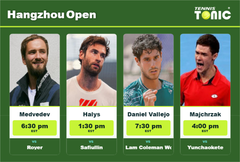 PREDICTION, PREVIEW, H2H: Medvedev, Halys, Daniel Vallejo and Majchrzak to play on Center Court on Saturday – Hangzhou Open Daniil Medvedev-Quentin Halys-Adolfo Daniel Vallejo-Kamil Majchrzak Stats info