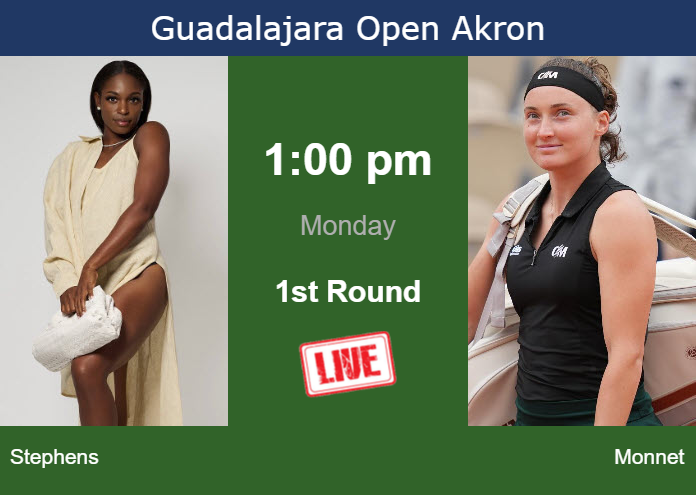 Monday Live Streaming Sloane Stephens vs Carole Monnet
