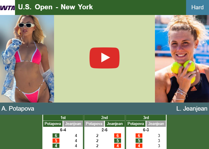 Anastasia Potapova gets the better of Jeanjean in the 2nd round – U.S. OPEN RESULTS. HIGHLIGHTS Prediction-and-head-to-head-Anastasia-Potapova-vs-Leolia-Jeanjean