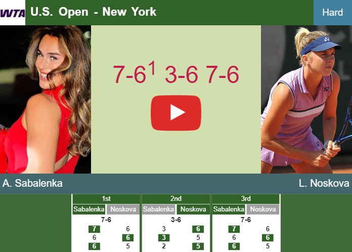 Aryna Sabalenka wins against Noskova in the quarter – U.S. OPEN RESULTS. HIGHLIGHTS Prediction-and-head-to-head-Aryna-Sabalenka-vs-Linda-Noskova