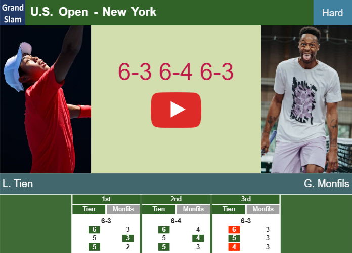 Learner Tien ousts Monfils in the 2nd round to set up a battle vs Mensik. HIGHLIGHTS – U.S. OPEN RESULTS Prediction-and-head-to-head-Learner-Tien-vs-Gael-Monfils