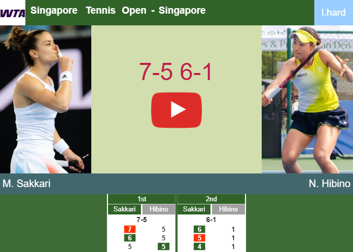Maria Sakkari downs Hibino in the 2nd round – SINGAPORE RESULTS. HIGHLIGHTS Prediction-and-head-to-head-Maria-Sakkari-vs-Nao-Hibino