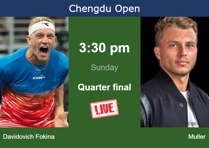 How to watch Davidovich Fokina vs. Muller on live streaming in Chengdu on Sunday Saturday Live Streaming Alejandro Davidovich Fokina vs Alexandre Muller