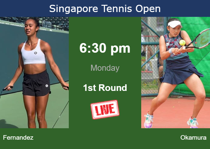 How to watch Fernandez vs. Okamura on live streaming in Singapore on Monday Sunday Live Streaming Leylah Annie Fernandez vs Kyoka Okamura