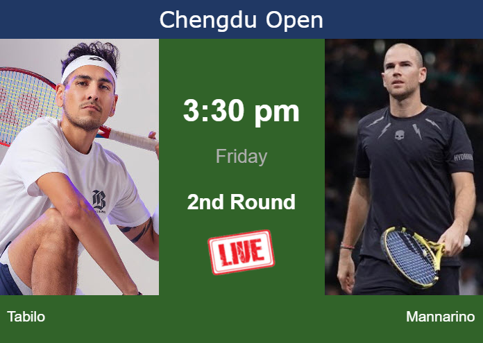 How to watch Tabilo vs. Mannarino on live streaming in Chengdu on Friday Thursday Live Streaming Alejandro Tabilo vs Adrian Mannarino