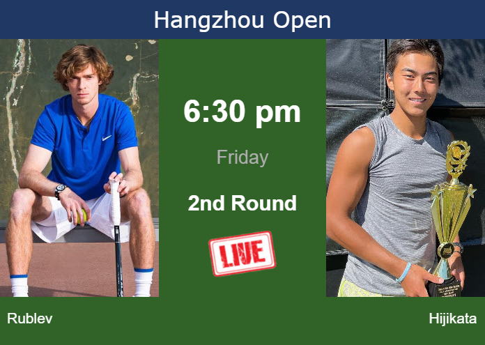 How to watch Rublev vs. Hijikata on live streaming in Hangzhou on Friday Thursday Live Streaming Andrey Rublev vs Rinky Hijikata