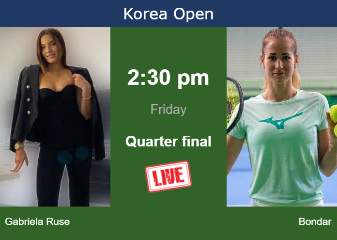 How to watch Gabriela Ruse vs. Bondar on live streaming in Seoul on Friday Thursday Live Streaming Elena Gabriela Ruse vs Anna Bondar