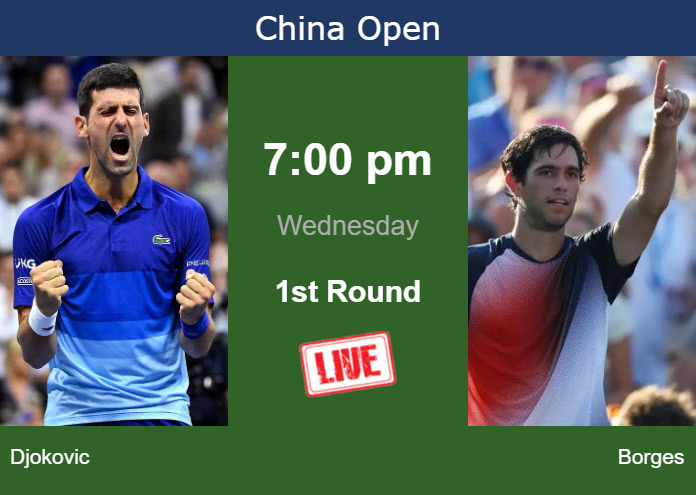 How to watch Djokovic vs. Borges on live streaming in Beijing on Wednesday Tuesday Live Streaming Novak Djokovic vs Nuno Borges