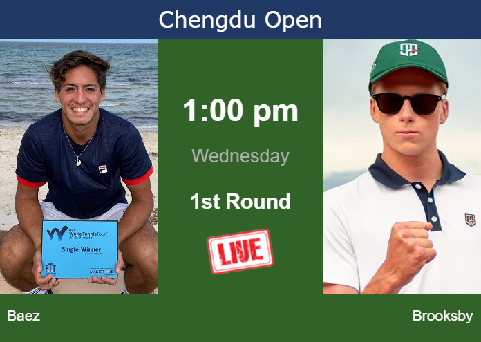 How to watch Baez vs. Brooksby on live streaming in Chengdu on Wednesday Tuesday Live Streaming Sebastian Baez vs Jenson Brooksby
