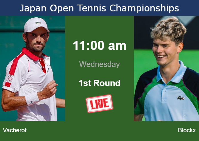 How to watch Vacherot vs. Blockx on live streaming in Tokyo on Wednesday Tuesday Live Streaming Valentin Vacherot vs Alexander Blockx