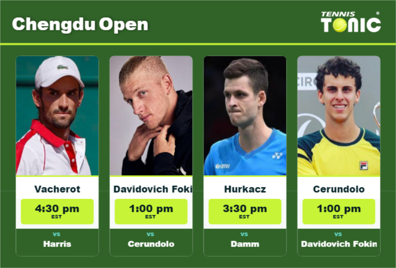 PREDICTION, PREVIEW, H2H: Vacherot, Davidovich Fokina, Hurkacz and Manuel Cerundolo to play on Center Court on Saturday – Chengdu Open Valentin Vacherot-Alejandro Davidovich Fokina-Hubert Hurkacz-Juan Manuel Cerundolo Stats info