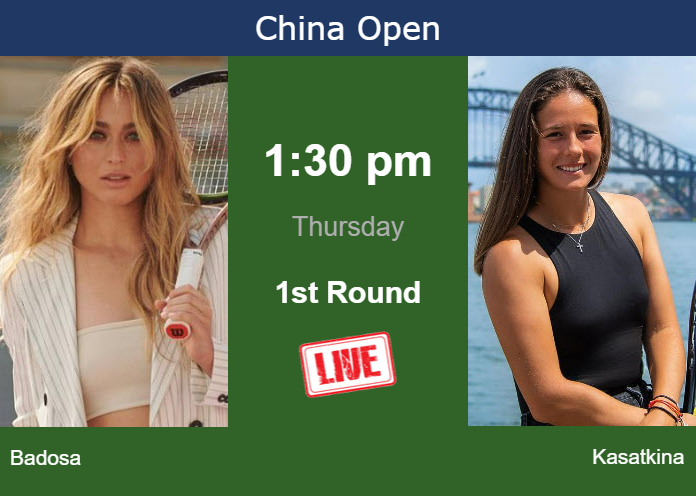 Wednesday Live Streaming Paula Badosa vs Daria Kasatkina