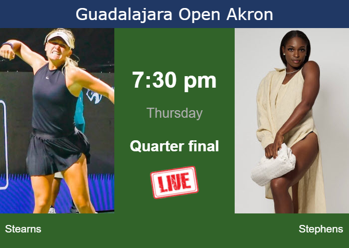 Wednesday Live Streaming Peyton Stearns vs Sloane Stephens