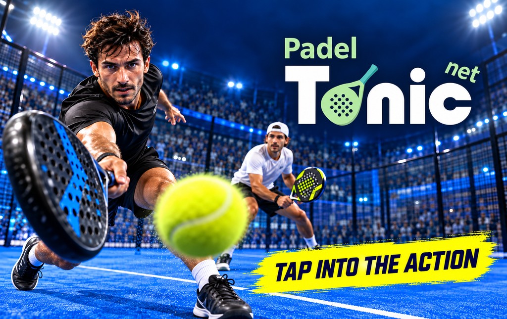 Padel Tonic banner with two players in a padel rally and the message Tap into the Action