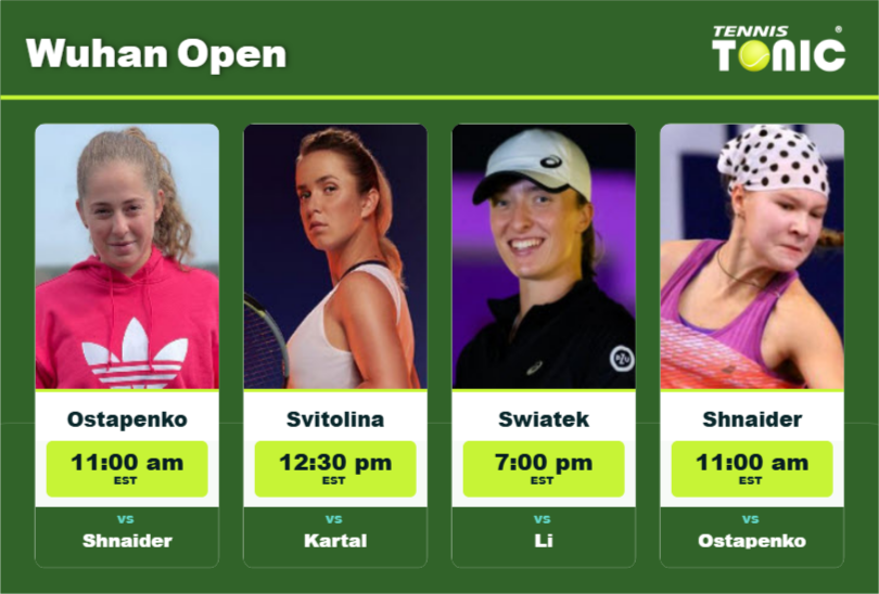 PREDICTION, PREVIEW, H2H: Ostapenko, Svitolina, Swiatek and Shnaider to play on Center Court on Friday – Wuhan Open Jelena Ostapenko-Elina Svitolina-Iga Swiatek-Diana Shnaider Stats info