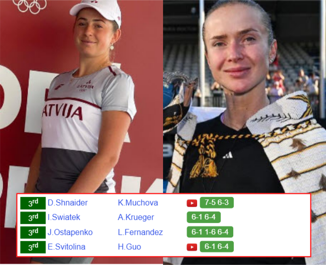 WUHAN RESULTS. Jelena Ostapenko, Elina Svitolina, Iga Swiatek, Diana Shnaider win on Thursday Jelena Ostapenko Elina Svitolina who win info