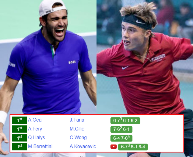 SHANGHAI RESULTS. Matteo Berrettini, Arthur Fery, Quentin Halys, Arthur Gea win on Wednesday Matteo Berrettini Arthur Fery who win info
