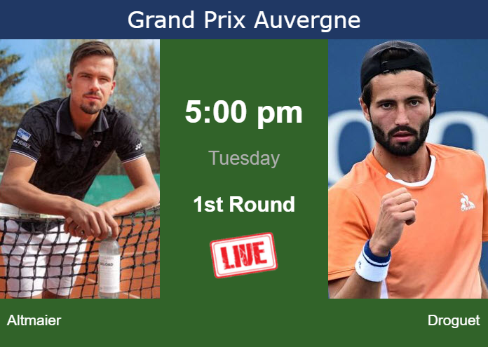 How to watch Altmaier vs. Droguet on live streaming in Rhone on Tuesday Monday Live Streaming Daniel Altmaier vs Titouan Droguet