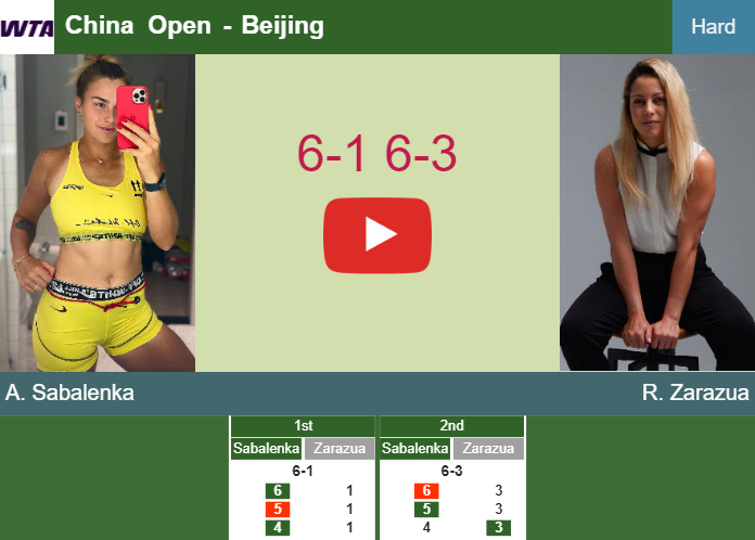 Aryna Sabalenka makes light work of Zarazua in the 2nd round – BEIJING RESULTS. HIGHLIGHTS Prediction-and-head-to-head-Aryna-Sabalenka-vs-Renata-Zarazua