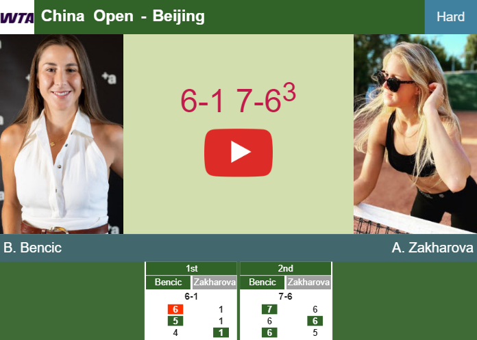 Belinda Bencic conquers Zakharova in the 2nd round at the China Open – BEIJING RESULTS. HIGHLIGHTS Prediction-and-head-to-head-Belinda-Bencic-vs-Anastasia-Zakharova