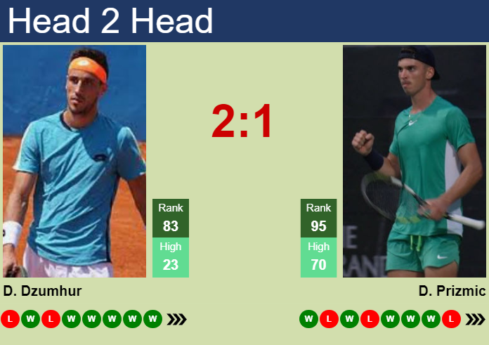 Prediction and head to head Damir Dzumhur vs. Dino Prizmic