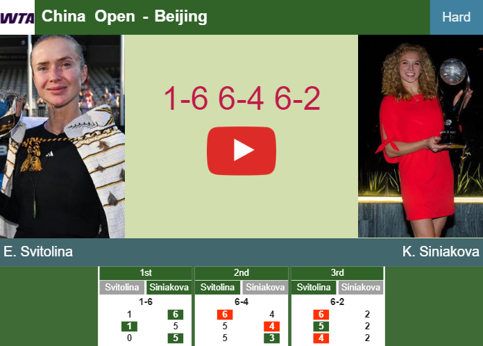 Elina Svitolina prevails over Siniakova in the 2nd round – BEIJING RESULTS. HIGHLIGHTS Prediction-and-head-to-head-Elina-Svitolina-vs-Katerina-Siniakova