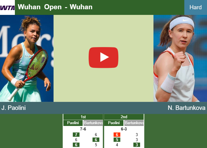 Jasmine Paolini topples Bartunkova in the 2nd round at the Wuhan Open – WUHAN RESULTS. HIGHLIGHTS Prediction-and-head-to-head-Jasmine-Paolini-vs-Nikola-Bartunkova