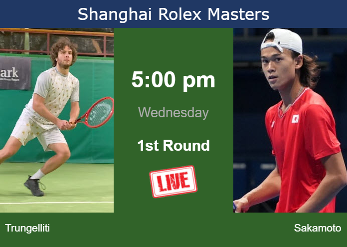 How to watch Trungelliti vs. Sakamoto on live streaming in Shanghai on Wednesday Tuesday Live Streaming Marco Trungelliti vs Rei Sakamoto