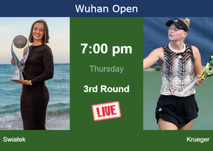 How to watch Swiatek vs. Krueger on live streaming in Wuhan on Thursday Wednesday Live Streaming Iga Swiatek vs Ashlyn Krueger
